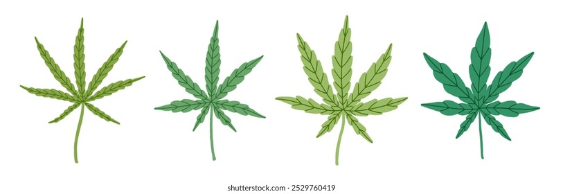 Hojas de cannabis aisladas Clip arte. Ilustración vectorial