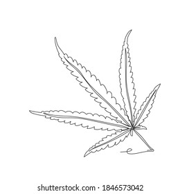 Cannabis leaves. One line drawing. Vector illustration continuous line drawing.