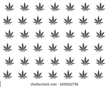 Cannabis leaves pattern background.
Marijuana vector seamless pattern engraving plant illustration