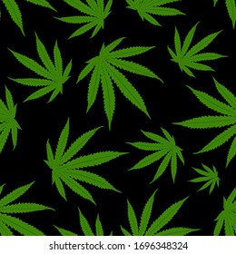 Cannabis leaves pattern background. Marijuana vector seamless pattern.