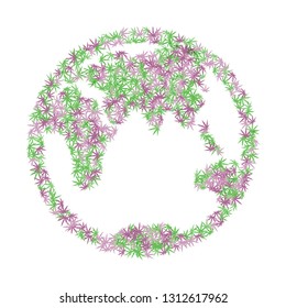 Cannabis Leaves Pictured Continents. Vector illustration with pattern elements.