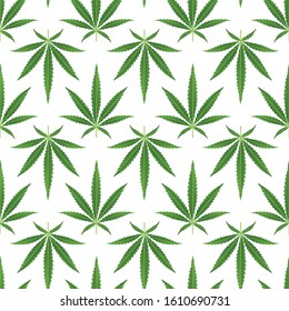 Cannabis leaves seamless background. Hemp leaves endless pattern. Marijuana seamless texture. Part of set.