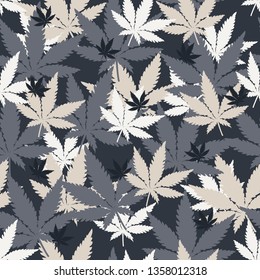 Cannabis leaves seamless background. Vector Marijuana Cannabis Green Leaf. 