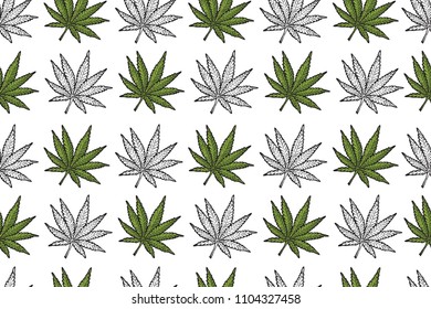 Cannabis leaves seamless pattern