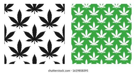 cannabis leaves seamless pattern background sets vector isolated on white