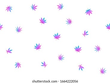 Cannabis hinterlässt nahtloses Muster, Hintergrund. Vektorillustration in Neonfarben, fluoreszierend.