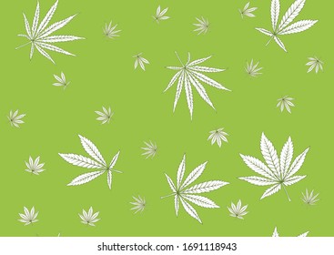 Cannabis hinterlässt nahtloses Muster, Hintergrund. Vektorillustration in grünen Farben.