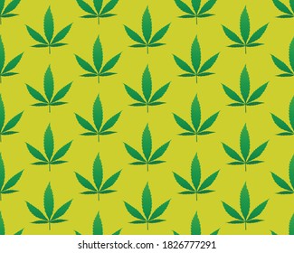 Cannabis leaves seamless pattern. Textile print.