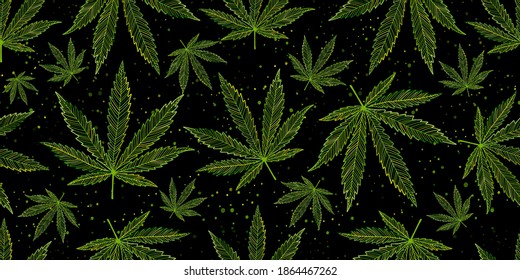 Saltos de cannabis. Patrón sin inconvenientes para su diseño. Ilustración del vector