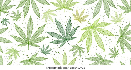 Cannabis Leaves. Seamless Pattern for your design. Vector illustration