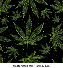 Cannabis-Blätter. Nahtloses Muster für Ihr Design