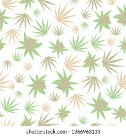 Cannabis leaves theme seamless pattern on transparent background - Vector illustration