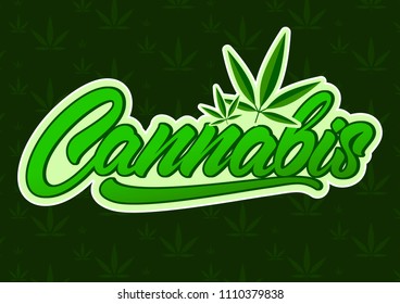 Cannabis Lettering Style Leaf Vector Illustration Stock Vector (Royalty ...