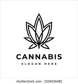 Cannabis Line Art Logo Design Template
