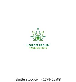 Cannabis line art vector logo template.