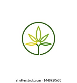 cannabis line logo circle green