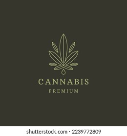 Cannabis line logo design template flat vector