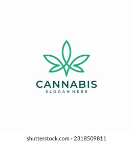 Cannabis line logo design vector