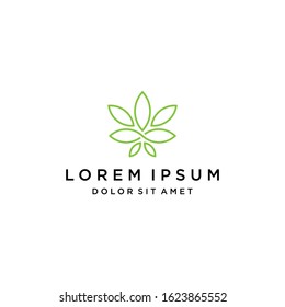 Cannabis Line Logo Monogram Icon Vector Symbol Template