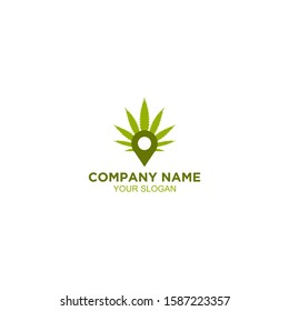 Cannabis Location Logo Design Vector