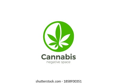 Plantilla de vector de diseño de forma de círculo del logotipo de cannabis