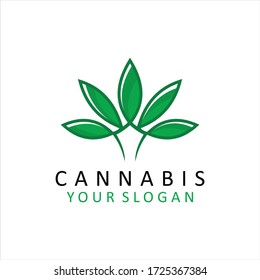 Logo de cannabis con línea continua.