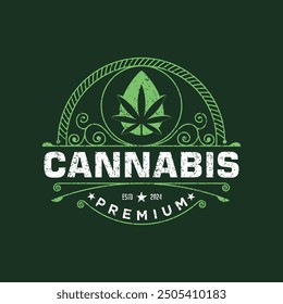 cannabis logo design creative concept Premium Vector with rerto