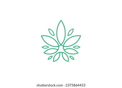 cannabis logo design vector illustration in line art style