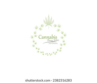 cannabis logo and frame. vector illustration.