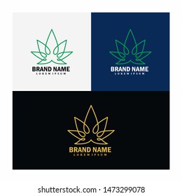 Cannabis Logo or Hemp Logo Vector Template CBD oil leaf - Cannabidiol - CBD leaf