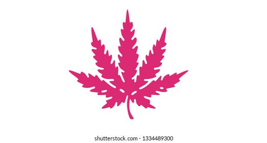 Cannabis logo. Marijuana leaf. Simple cartoon design sign, emblem. Realistic silhouette. Flat style vector illustration.
