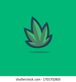 Cannabis Logo Template Isolated on Green Background, Vector Illustration EPS10. Sign, Icon, Symbol