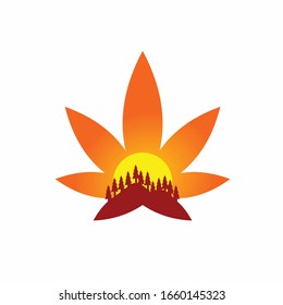Cannabis logo that formed sunset