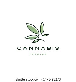 cannabis logo vector icon illustration with continuous line with color fill

