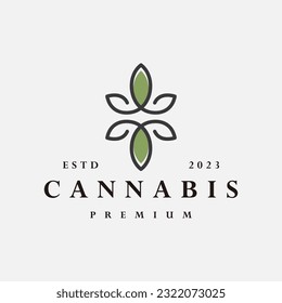 Cannabis logo vector icon illustration hipster vintage retro .