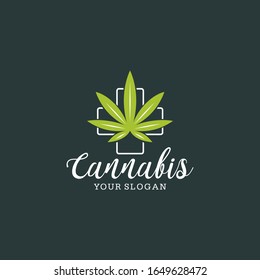 Material de imagen vectorial del logotipo de cannabis