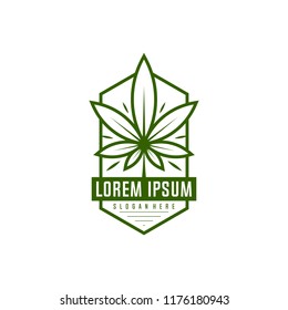 Cannabis logo vector. Marijuana labels on Logos. Medical cannabis retro logo. Cannabis leaf emblem.
