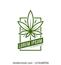 Cannabis logo vector. Marijuana labels on Logos. Medical cannabis retro logo. Cannabis leaf emblem.