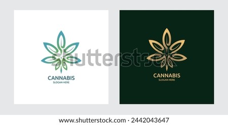Cannabis Logos, Hemp logo triangle design, Vector Cannabis premium leaf modern logo icon sign.