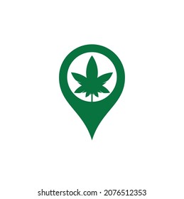 Cannabis-Kartenkonzept Logo Design. Cannabis-Blatt-Naturlogo, Vektorsymbol