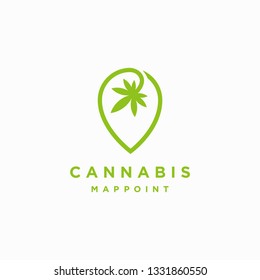 Cannabis map point locator logo icon vector template on white background