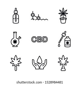 Cannabis. Marijuana. CBD formula - Vector Icon Set 