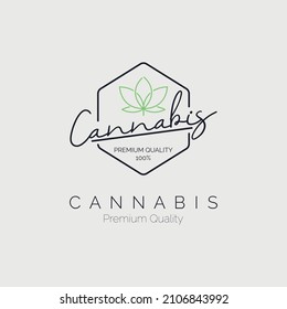 Logo de la hoja de cáñamo cbd de marihuana de cannabis y símbolo de marca o empresa