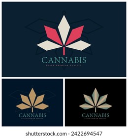 Cannabis marijuana cbd hemp leaf luxury logo design template