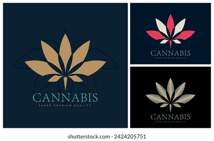 Cannabis marihuana cbd Hanf-Blatt Luxuslogo-Design-Vorlage