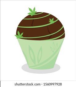 Cannabis, marijuana cupcake or muffin. Vector illustration. Isolated