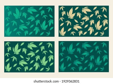 cannabis marijuana or ganja background pattern set design