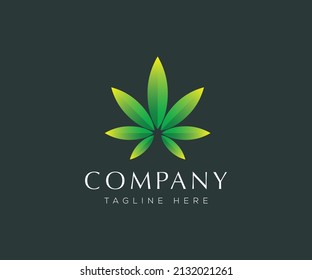 Cannabis oder Marihuana-grünes Vektorblatt-Logo, Symbol, Illustration Stock-Vektorbild Art