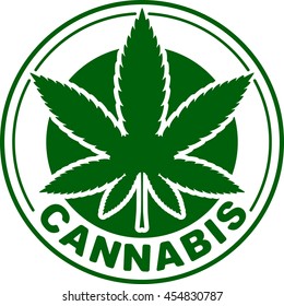 Cannabis or marijuana green vector leaf inscribed in a circle for your design, logo, icon, illustration.