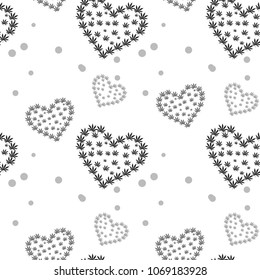 Cannabis marijuana and heart vector seamless pattern eps